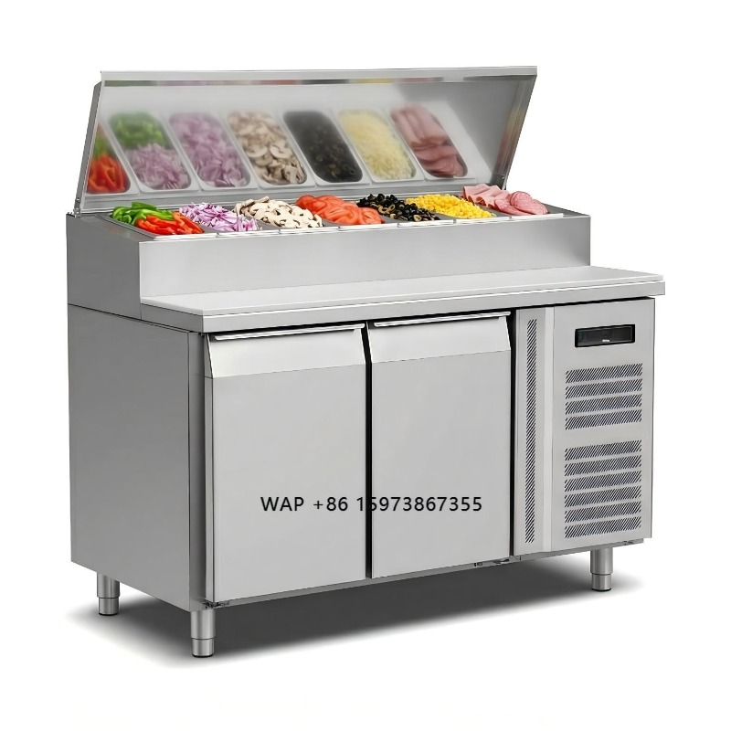 Commercial Kitchen Prep Table - OEM Koelkast voor sandwichbereiding, 2-deurs, roestvrij