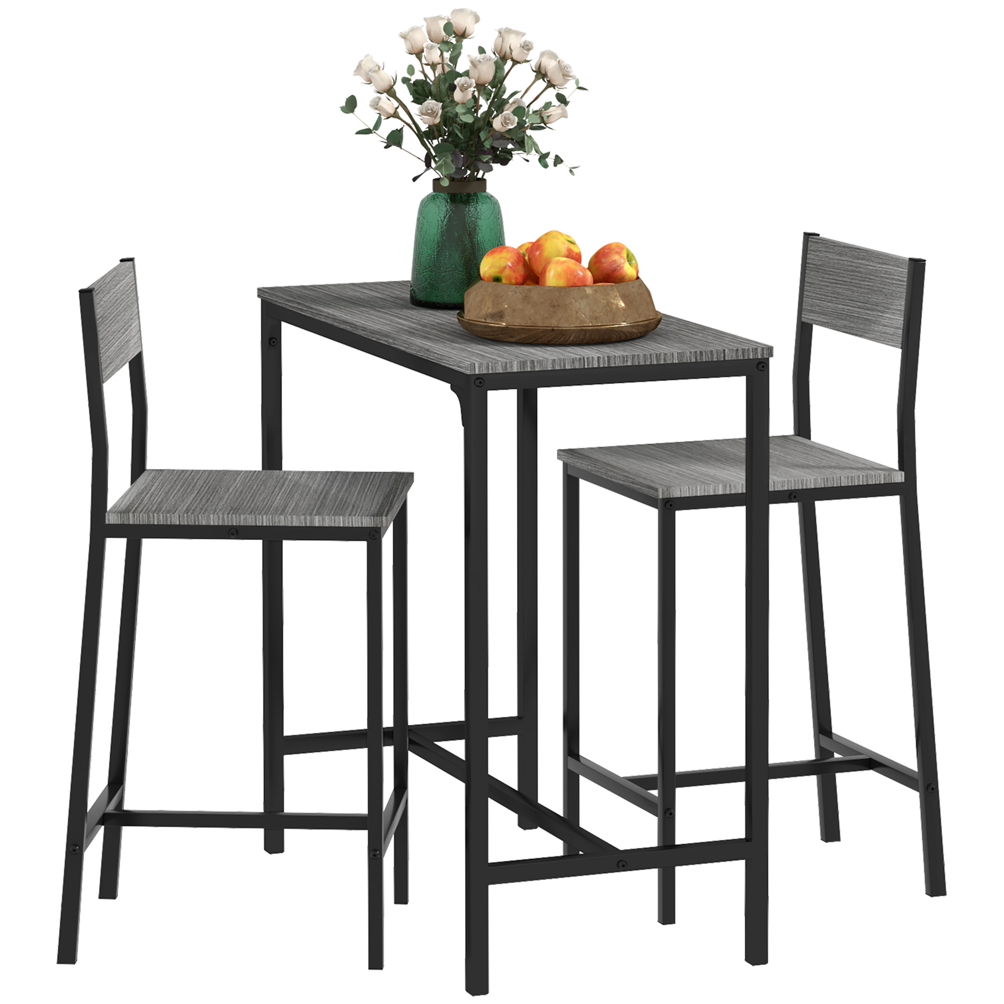 Commercial Kitchen Small Space - 3-delige bartafel en stoelen, industriële eettafelset