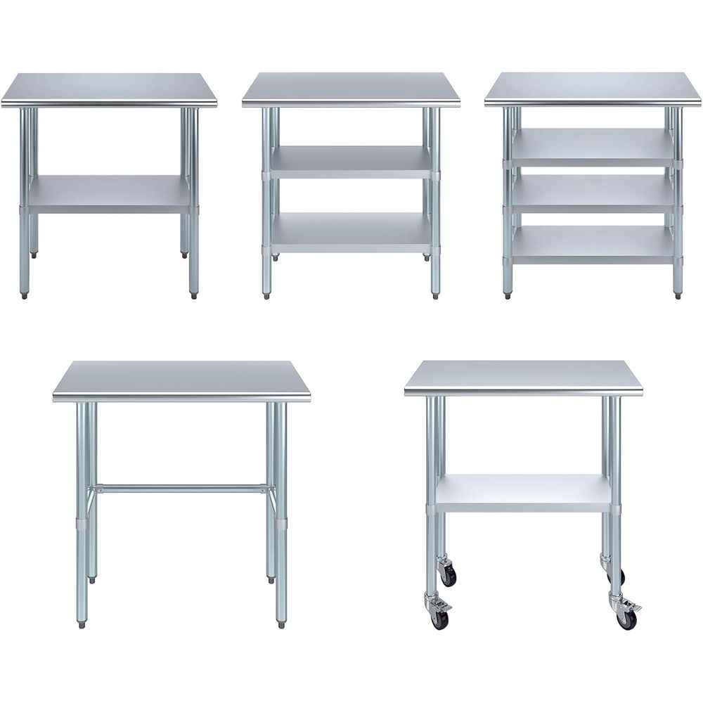 Commercial Kitchen Prep Table - Roestvrijstalen tafel + extra wielen |