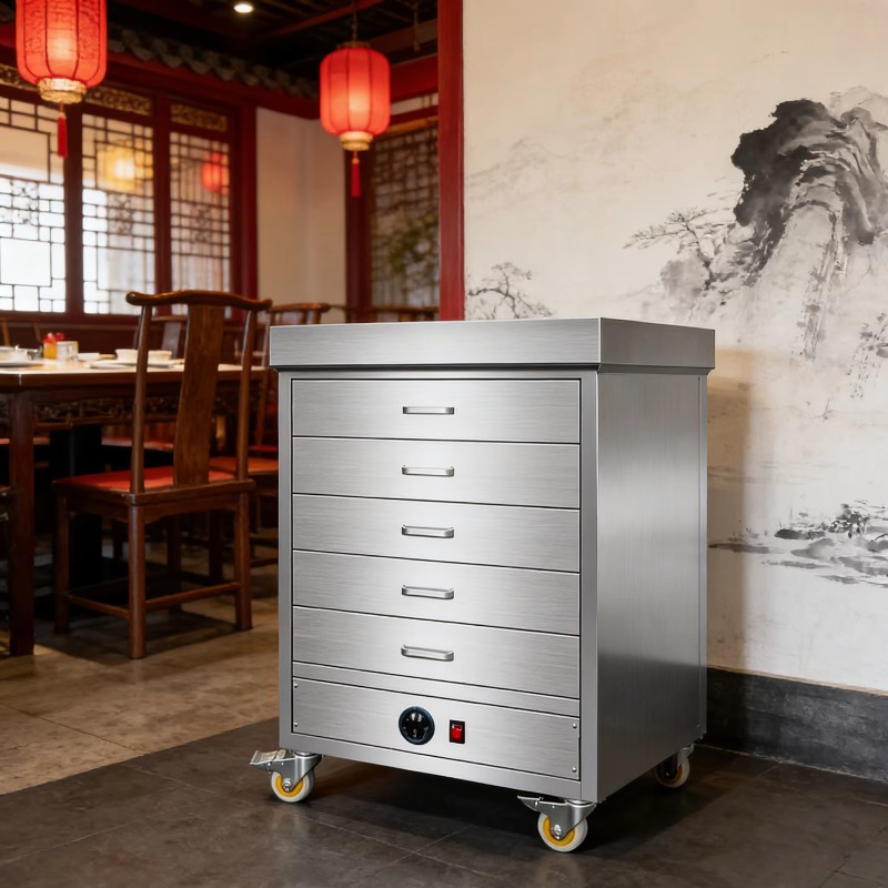 Commercial Kitchen Warmer - Commerciële elektrische roestvrijstalen dubbeldeurs geïsoleerde voedselwarmwagen