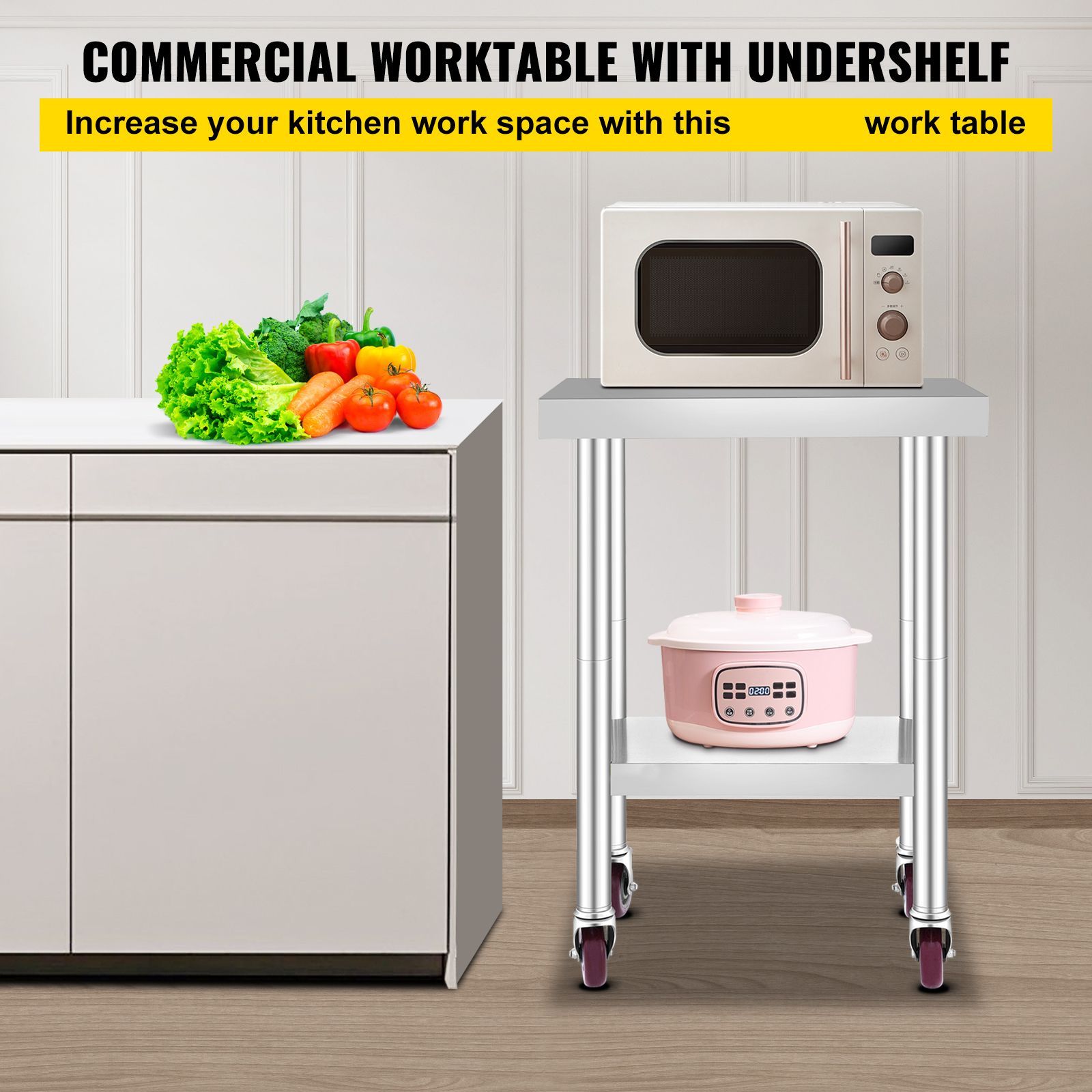 RVS werktafel 24 x 18 x 34 inc - Commercial Kitchen Prep Table recensie en prijs