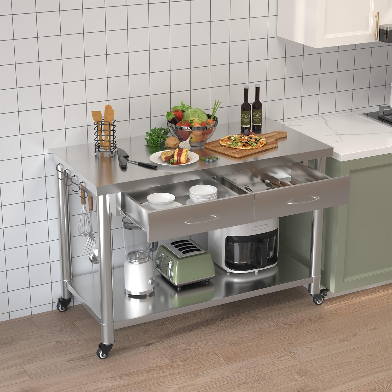 RVS-tafel met lade, 48”x24” vo - Commercial Kitchen Prep Table recensie en prijs